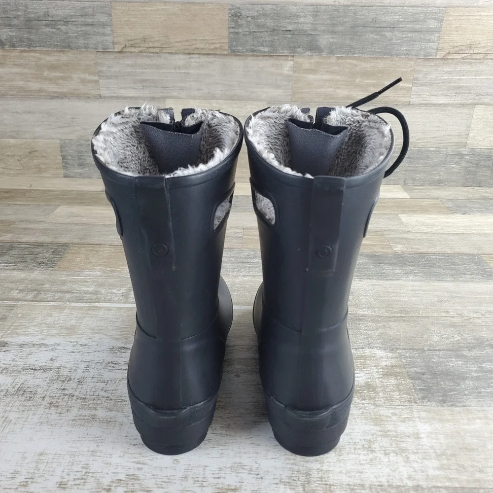 BOGS Amanda II Women Lace Waterproof Rain Boots Sz 6 Black Plush Comfort Lace Up